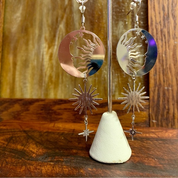 The Moon The Sun and the Stars Boho Dangler Earrings - Picture 4 of 6
